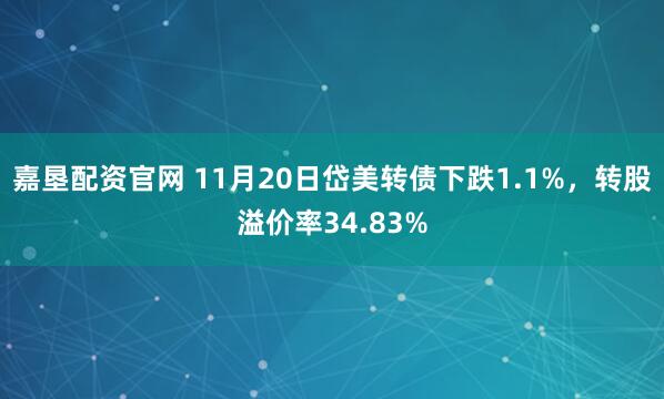 嘉垦配资官网 11月20日岱美转债下跌1.1%，转股溢价率34.83%